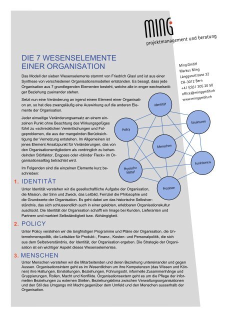 DIE 7 WESENSELEMENTE EINER ORGANISATION - bei ming.gmbh