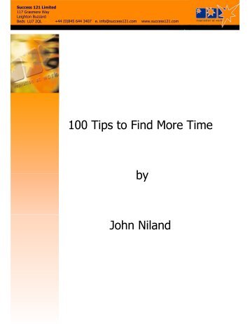 100 Tips to Find More Time by John Niland - Top-Consultant