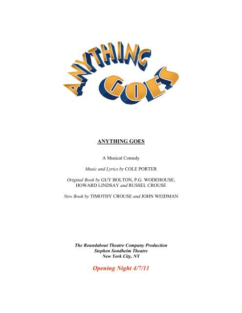 Anything Goes Script 5th Avenue Theatre