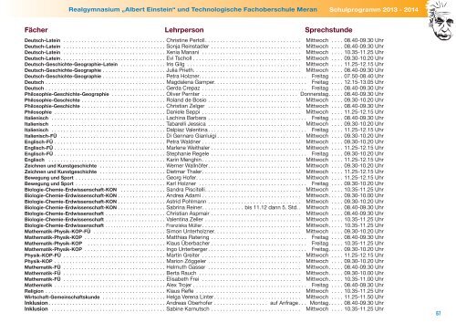 Schulprogramm - Realgymnasium Meran