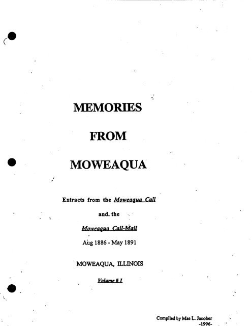 August 1886 - May 1891 - Mining More in Moweaqua