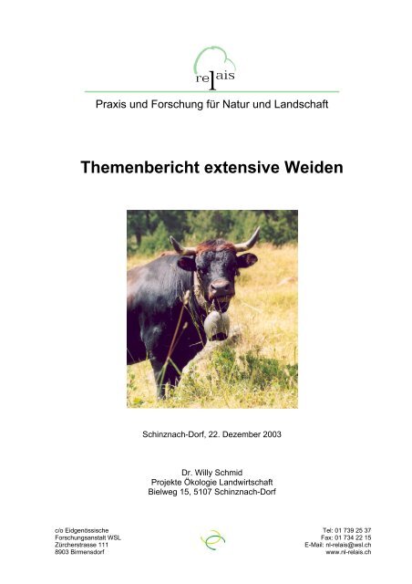 Themenbericht extensive Weiden - Projekte Ökologie Landwirtschaft