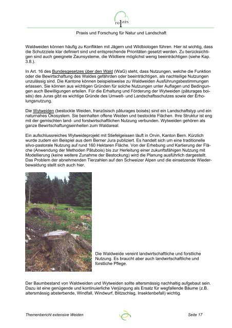 Themenbericht extensive Weiden - Projekte Ökologie Landwirtschaft