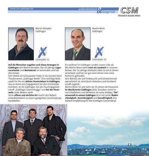 Aktuelles Wahlprospekt der Periode 2008 bis 2014 - CSM Gablingen