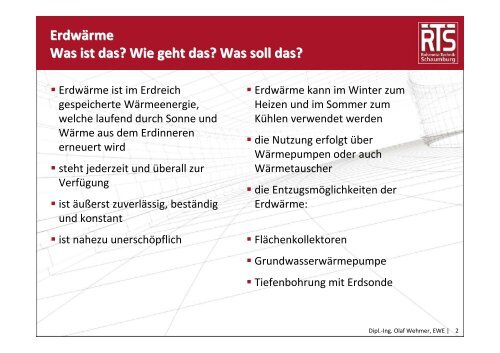 Bohrungen für Erdwärme-Sonden Grundlagen Bohrtechnik