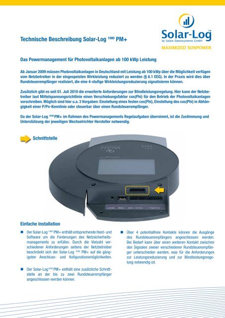 (PDF) Technische Beschreibung Solar-Log 1000 PM+ - McCormick ...