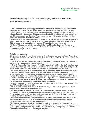 Studie zur Hautverträglichkeit von Desical® aktiv (Hufgard GmbH ...