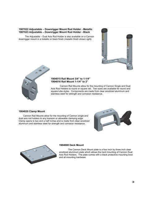 Rod Holders & Accessories Manual - Cannon Downriggers