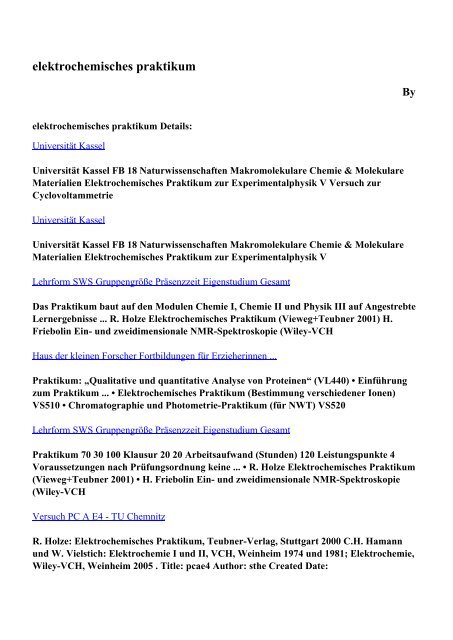 Download elektrochemisches praktikum pdf ebooks by