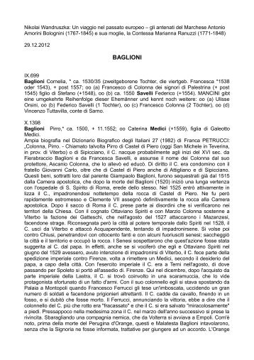 BAGLIONI - Wandruszka Genealogie