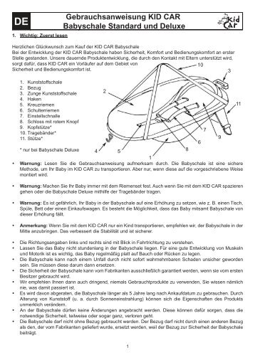 DE Gebrauchsanweisung KID CAR Babyschale Standard Und Deluxe