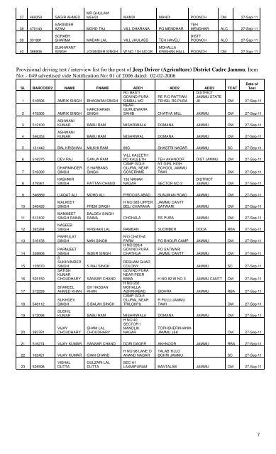 Driving test and interview notification for the post of ... - Jkssb.nic.in