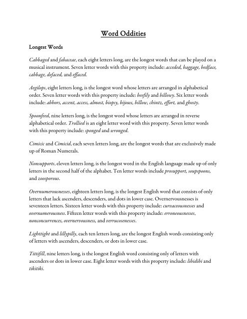 Word Oddities Pdf Miss Schoepf Home