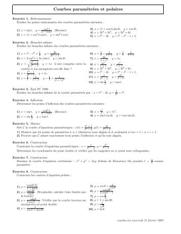 Courbes paramétrées et polaires - Michel Quercia