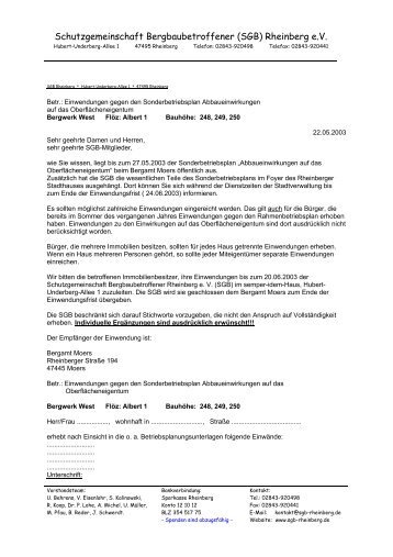 Schutzgemeinschaft Bergbaubetroffener (SGB) Rheinberg e.V.