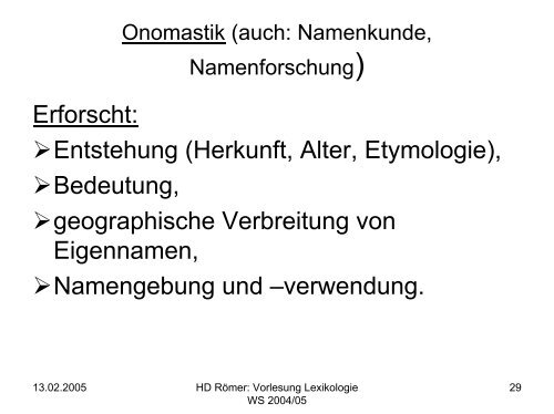 Vorlesung: Germanistische Lexikologie