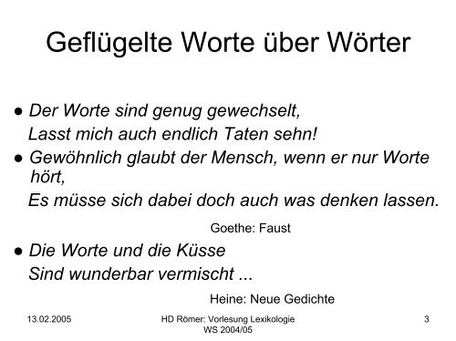 Vorlesung: Germanistische Lexikologie