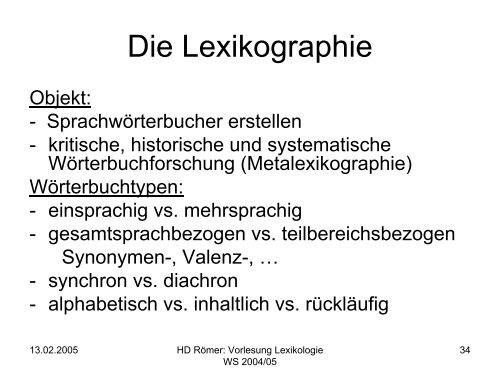 Vorlesung: Germanistische Lexikologie