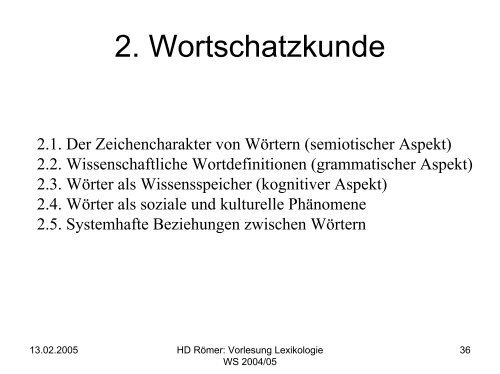 Vorlesung: Germanistische Lexikologie