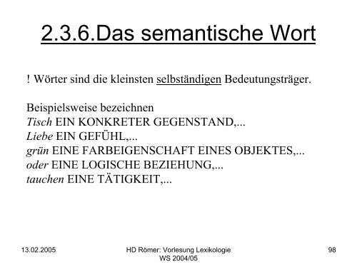 Vorlesung: Germanistische Lexikologie