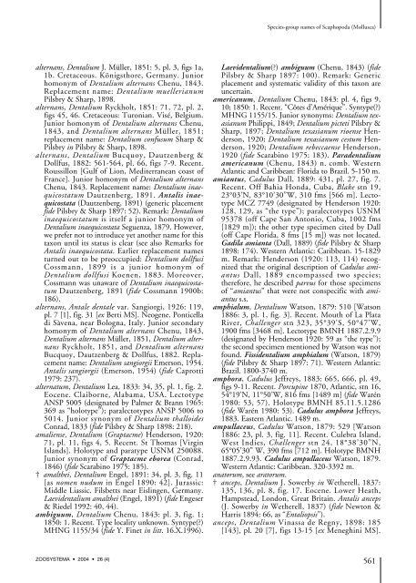 Catalog of species-group names of Recent and fossil Scaphopoda ...