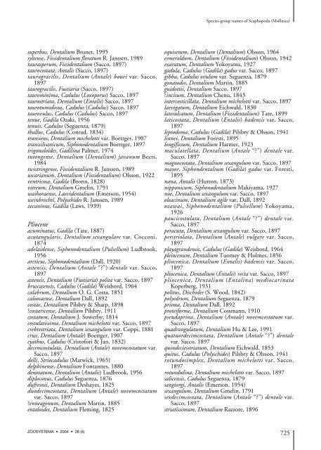 Catalog of species-group names of Recent and fossil Scaphopoda ...