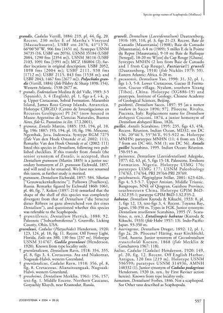 Catalog of species-group names of Recent and fossil Scaphopoda ...