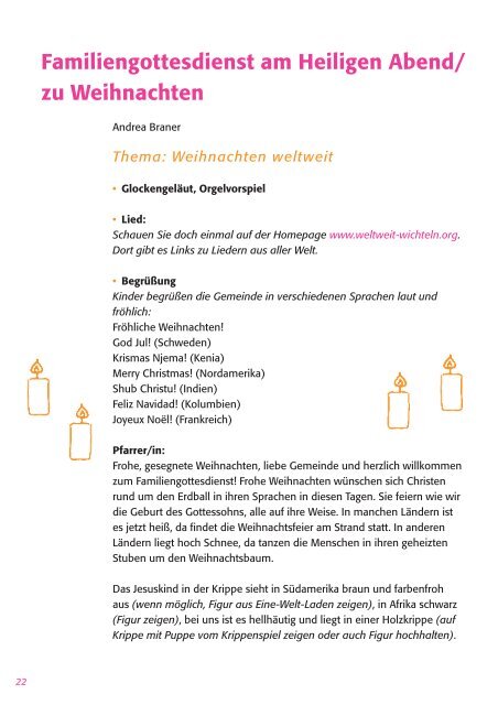 Familiengottesdienst Am Heiligen Abend Zu Weltweit Wichteln