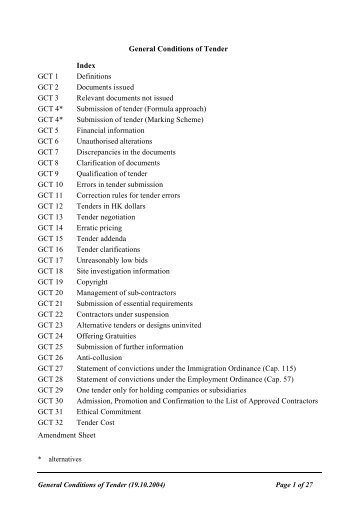 General Conditions of Tender