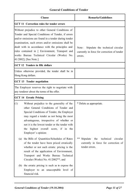 General Conditions of Tender
