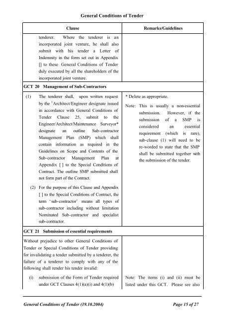 General Conditions of Tender