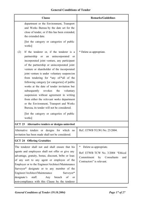 General Conditions of Tender