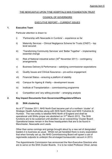 Exec Report.pdf 06 Exec Report November 2011 (58KB pdf) - Newcastle Hospitals