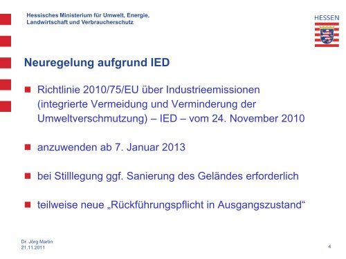 Dienstbesprechung Bodenschutz am 3. November 2011