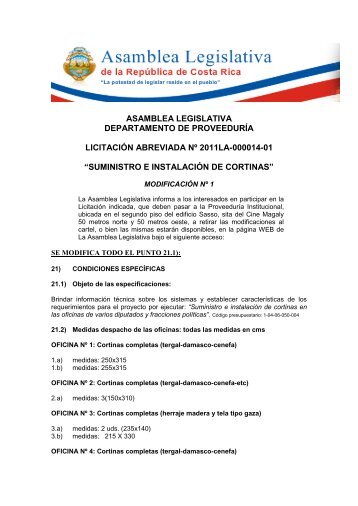 Modificaciones 01 2011LA-000014-01 - Asamblea Legislativa