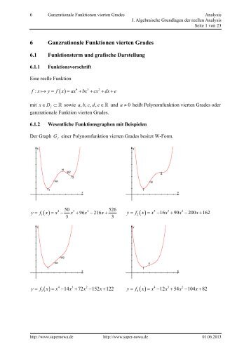 6 Ganzrationale Funktionen vierten Grades - SUPERNOWA.de