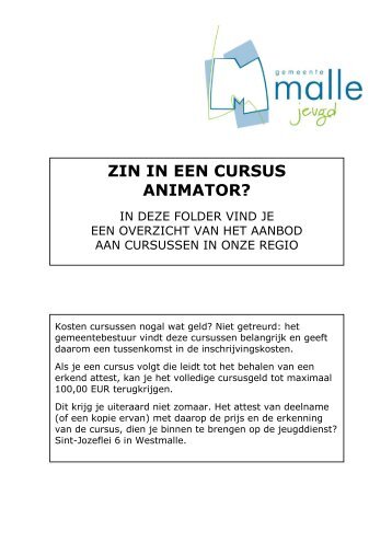 ZIN IN EEN CURSUS ANIMATOR?