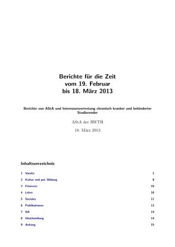 Tätigkeitsbericht März 2013 - AStA - RWTH Aachen University