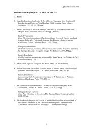 1 Professor Yosef Kaplan | LIST OF PUBLICATIONS A. Books 1 ...