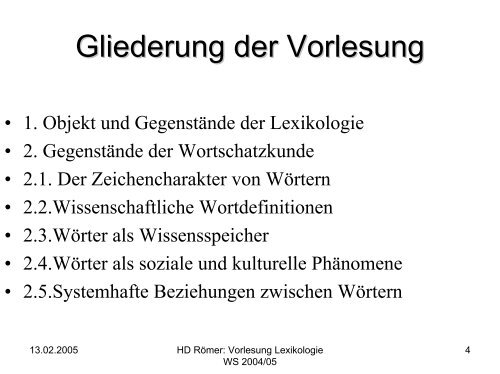 Vorlesung: Germanistische Lexikologie