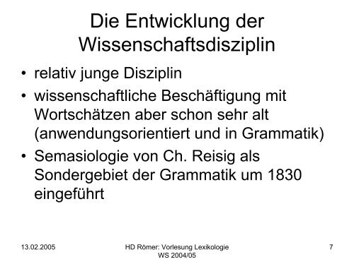 Vorlesung: Germanistische Lexikologie