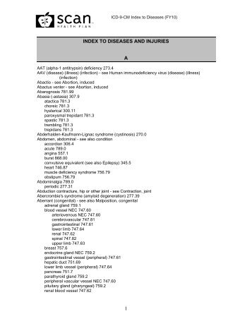 2010 ICD-9 Index to Diseases - SCAN Health Plan