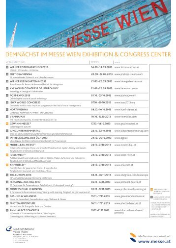 DEMNÄCHST IM MESSE WIEN EXHIBITION & CONGRESS CENTER