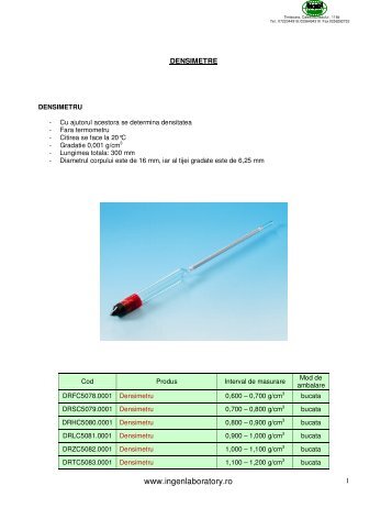 DENSIMETRE - descarca aici oferta pdf - Ingen Laboratory