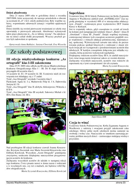 Numer 104 - Gazeta Wasilkowska - Wasilków