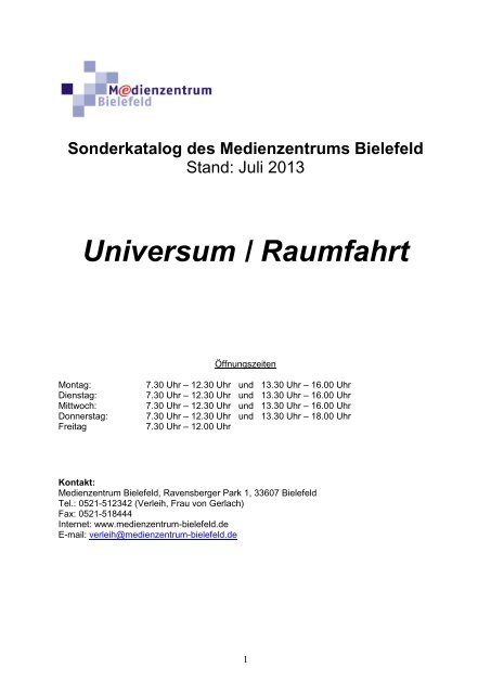 Universum / Raumfahrt - Medienzentrum Bielefeld