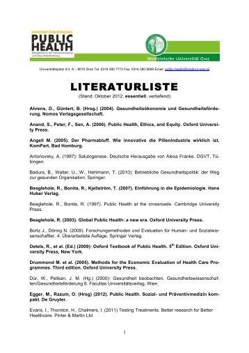 LITERATURLISTE - Public Health