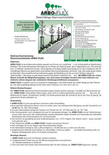 Gebrauchsanweisung Stammschutzfarbe Arbo Flex