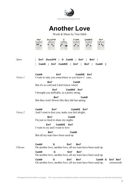 Another Love 2nd Guitar Chords - The Moon Loungers