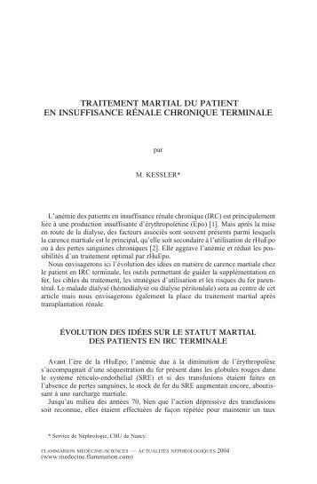 traitement martial du patient en insuffisance rénale chronique ...
